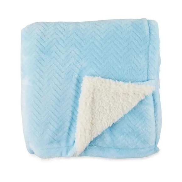 NWT Cozy Blue and Cream Throw Blanket - Picture 3 of 4
